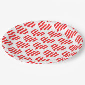 Abstract Red n White Stripes Valentijn Heart Papieren Bordje (Gekanteld)