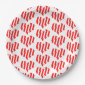 Abstract Red n White Stripes Valentijn Heart Papieren Bordje (Voorkant)