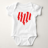 Abstract Red n White Stripes Valentijn Heart Romper (Voorkant)
