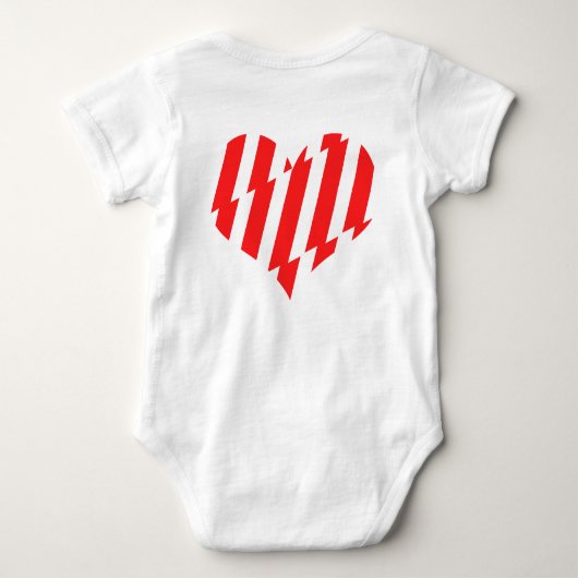 Abstract Red n White Stripes Valentijn Heart Romper (Achterkant)