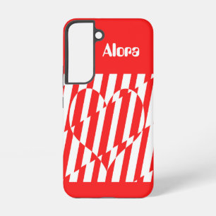 Abstract Red n White Stripes Valentijn Heart Samsung Galaxy Hoesje