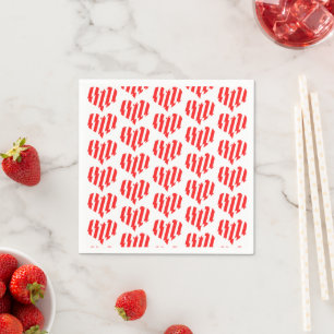 Abstract Red n White Stripes Valentijn Heart Servet