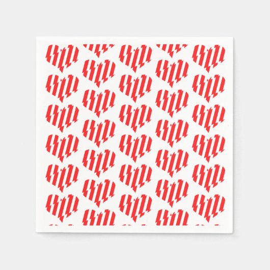 Abstract Red n White Stripes Valentijn Heart Servet (Voorkant)