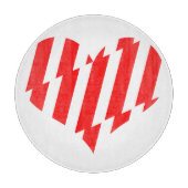 Abstract Red n White Stripes Valentijn Heart Snijplank (Voorkant)
