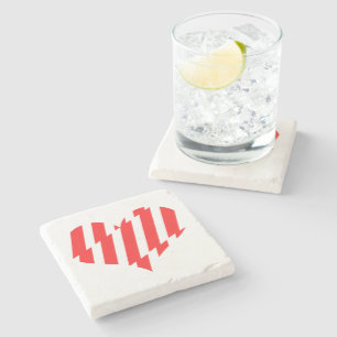 Abstract Red n White Stripes Valentijn Heart Stenen Onderzetter
