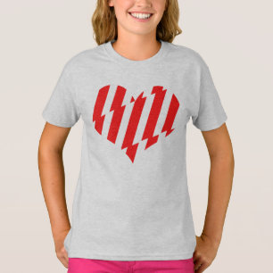 Abstract Red n White Stripes Valentijn Heart T-shirt