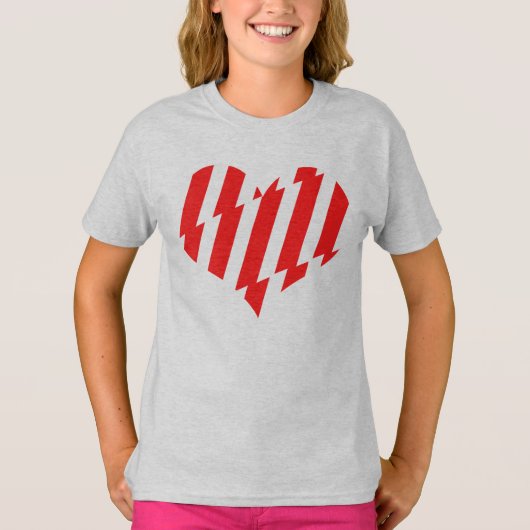 Abstract Red n White Stripes Valentijn Heart T-shirt (Voorkant)