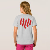 Abstract Red n White Stripes Valentijn Heart T-shirt (Achterkant volledig)