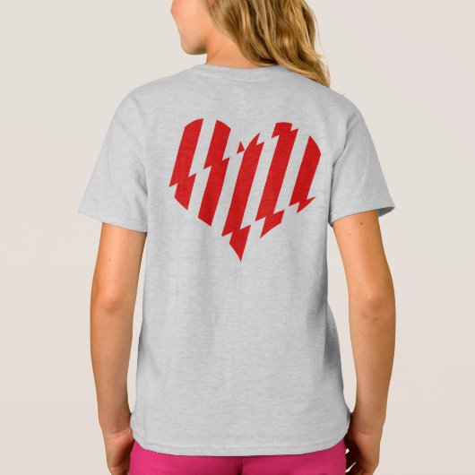 Abstract Red n White Stripes Valentijn Heart T-shirt (Achterkant)