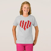 Abstract Red n White Stripes Valentijn Heart T-shirt (Voorkant volledig)