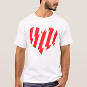 Abstract Red n White Stripes Valentijn Heart T-shirt (Voorkant)