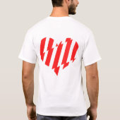 Abstract Red n White Stripes Valentijn Heart T-shirt (Achterkant)