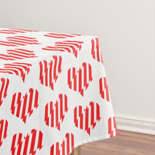 Abstract Red n White Stripes Valentijn Heart Tafelkleed (Voorbeeld)