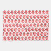 Abstract Red n White Stripes Valentijn Heart Theedoek (Horizontaal)