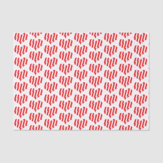 Abstract Red n White Stripes Valentijn Heart Tissuepapier (Voorkant)