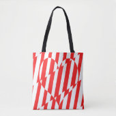 Abstract Red n White Stripes Valentijn Heart Tote Bag (Voorkant)