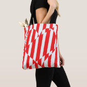 Abstract Red n White Stripes Valentijn Heart Tote Bag (Dichtbij)