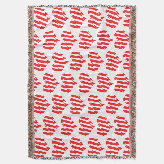 Abstract Red n White Stripes Valentijn Heart Trink Deken (Voorkant Verticaal)