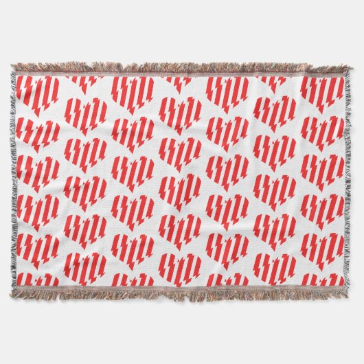 Abstract Red n White Stripes Valentijn Heart Trink Deken (Voorkant)