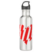 Abstract Red n White Stripes Valentijn Heart Waterfles (Voorkant)