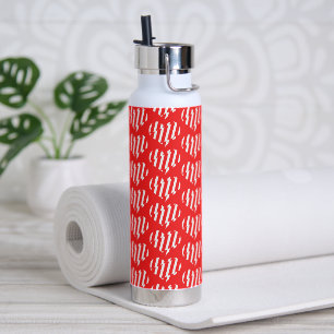 Abstract Red n White Stripes Valentijn Heart Waterfles