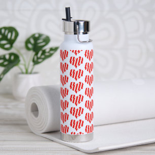 Abstract Red n White Stripes Valentijn Heart Waterfles