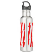 Abstract Red n White Stripes Valentijn Heart Waterfles (Achterkant)