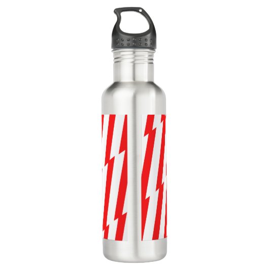 Abstract Red n White Stripes Valentijn Heart Waterfles (Achterkant)