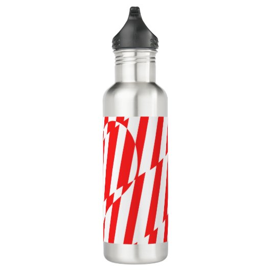 Abstract Red n White Stripes Valentijn Heart Waterfles (Rechts)