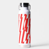 Abstract Red n White Stripes Valentijn Heart Waterfles (Voorkant)