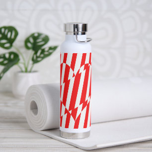 Abstract Red n White Stripes Valentijn Heart Waterfles