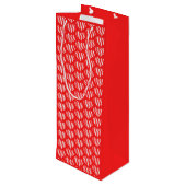 Abstract Red n White Stripes Valentijn Heart Wijn Cadeautas (Achterkant Gekanteld)
