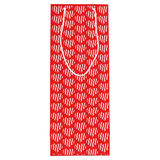 Abstract Red n White Stripes Valentijn Heart Wijn Cadeautas (Achterkant)