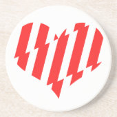Abstract Red n White Stripes Valentijn Heart Zandsteen Onderzetter (Voorkant)