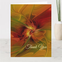 Abstract Red Orange Brown Green Fractal Art Flower