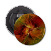 Abstract Red Orange Brown Green Fractal Art Flower Button Flesopener (Voorkant)