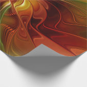 Abstract Red Orange Brown Green Fractal Art Flower Cadeaupapier (Hoek)