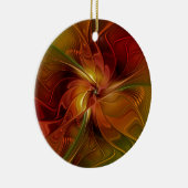 Abstract Red Orange Brown Green Fractal Art Flower Keramisch Ornament (Rechts)