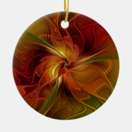 Abstract Red Orange Brown Green Fractal Art Flower Keramisch Ornament