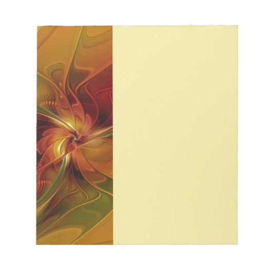 Abstract Red Orange Brown Green Fractal Art Flower Notitieblok (Voorkant)