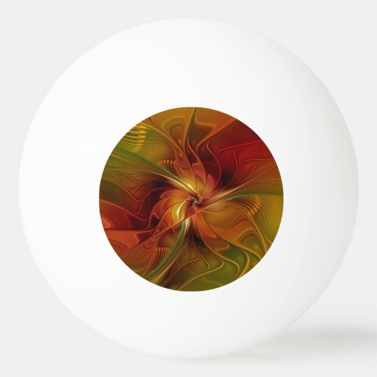 Abstract Red Orange Brown Green Fractal Art Flower Pingpongbal (Voorkant)