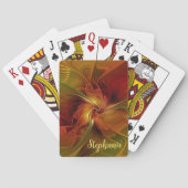 Abstract Red Orange Brown Green Fractal Art Flower Pokerkaarten (Achterkant)