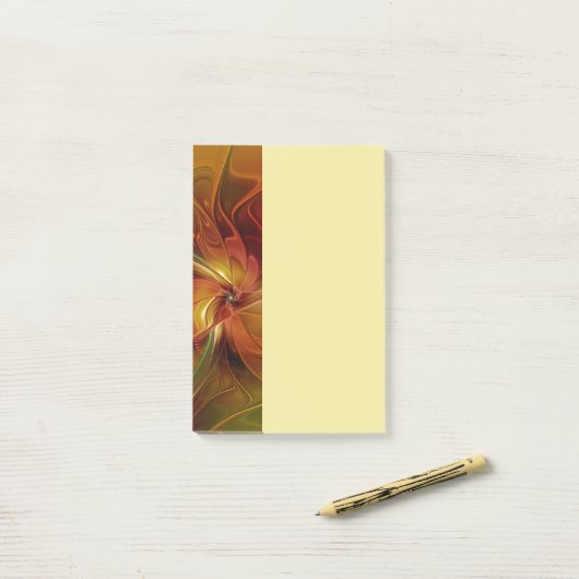 Abstract Red Orange Brown Green Fractal Art Flower Post-it® Notes (Op bureau)