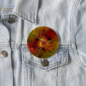 Abstract Red Orange Brown Green Fractal Art Flower Ronde Button 7,6 Cm (In situ)