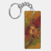 Abstract Red Orange Brown Green Fractal Art Flower Sleutelhanger (Voorkant Links)
