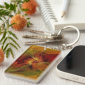 Abstract Red Orange Brown Green Fractal Art Flower Sleutelhanger (Voorkant Rechts)