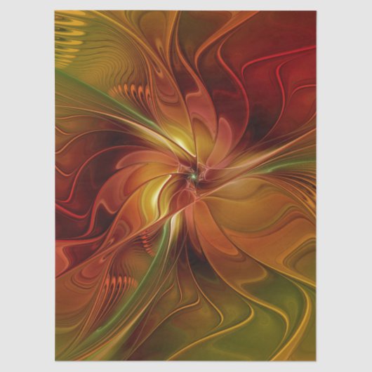 Abstract Red Orange Brown Green Fractal Art Flower Tissuepapier (Voorkant)