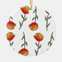 Abstract Red Poppy Surreal Art Ornament