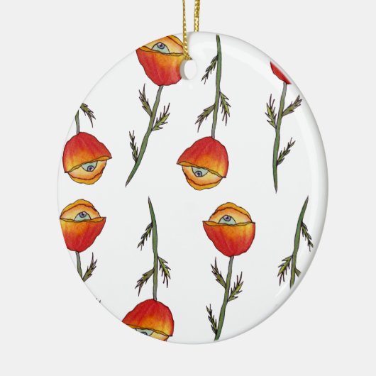 Abstract Red Poppy Surreal Art Ornament (Links)