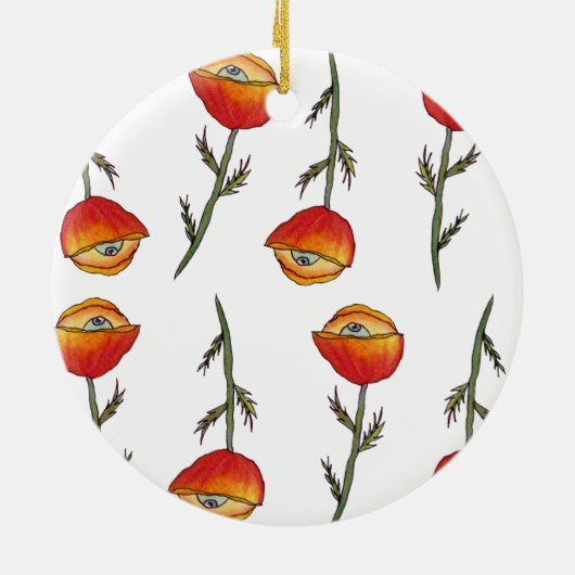 Abstract Red Poppy Surreal Art Ornament (Achterkant)